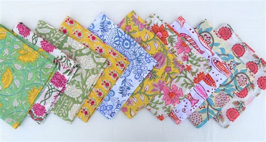 Assorted Cloth Napkins Set 100 Pack – Hand Block Printed Cotton Mix & Match Dinner Napkins, Wedding Table Napkins, Floral Napkin for Kitchen - Etsy