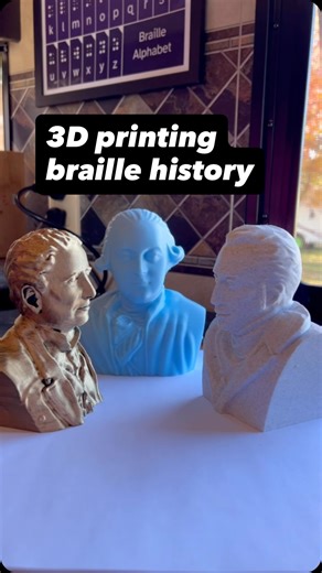 Elizabeth Symington 🟢 Braille Content Creator on Instagram: "Here are three things to 3D print when teaching braille history: 1. Busts of the main characters 2. Famous buildings, like Louis Braille’s home, which is now a museum! 3. A fidget for practicing braille Models showcased in this video: Louis Braille bust printed by See3D.org @see.3d Charles Barbier and Valentin Haüy busts designed and printed by See3D.org Louis Braille museum, INJA (the school for the blind in Paris), and the Panthéon 