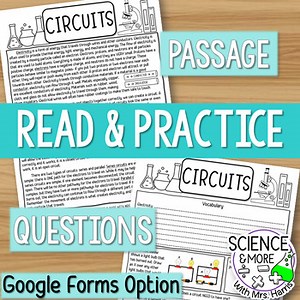 Circuits, Electricity Series, Parallel Read & Practice Worksheet Print & Digital