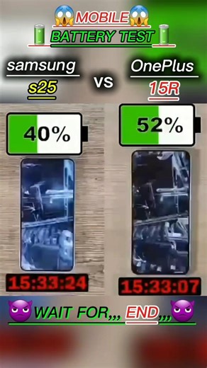 😱😱😱samsung s25 vs😱 OnePlus 15R battery drain test #shorts