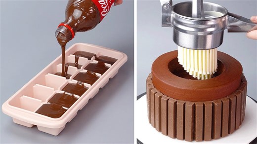 Chocolate ice tray and filled cake ring