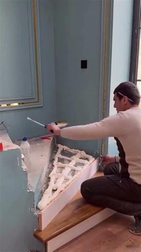 easy process of installing plank stair treads #construction #stairs #popular #viralshorts #shorts