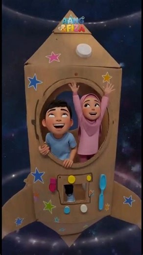 Aang & Fiza Kardus Roket Imajinasi (Planet Permen) #aangdanfiza #animasi