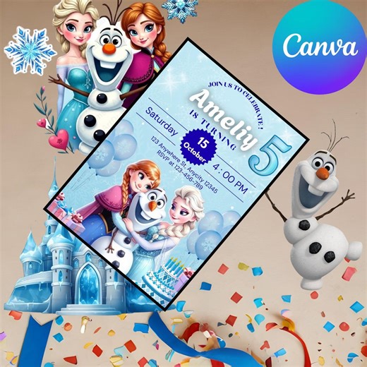 Frozen Birthday Card, Editable Template (digital Download) - Etsy