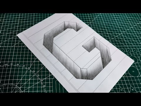 Insane 3D Letter 'G' Deep Hole Optical Illusion on Paper