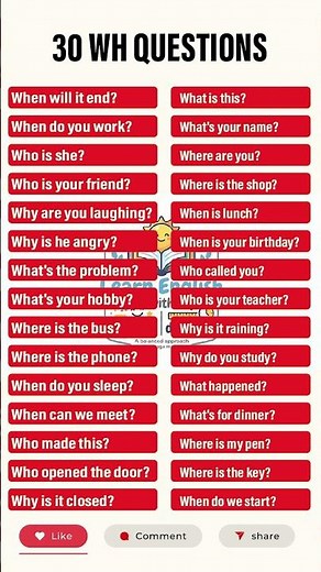 30 WH-Questions in English Learn How, When, Where & Why with Examples!