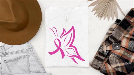 Breast Cancer Awareness Butterfly SVG, Pink Ribbon Clipart (PNG, Cut File) - Etsy