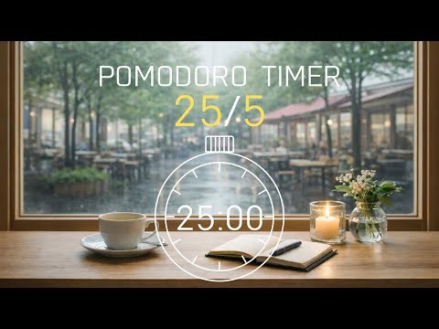 Pomodoro Rain Sounds (1 Hour) | 25/5 Focus Timer for Study & Deep Work | No Talking