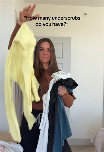 Hard not to have so many when they come in such good colors & are cheap😭 healthcare girls you need to try @AUTOMET long sleeves as underscrubs!! #radiationtherapist #healthcareworker #nurse #underscrub