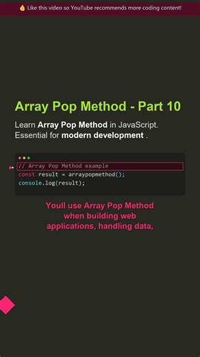 � Array Pop Method - Part 10/715 | Senior Dev Explains #shorts #javascript