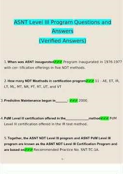 ASNT Level III Program Exam Questions and Answers 2025 2026 100 Correct Verified Answers