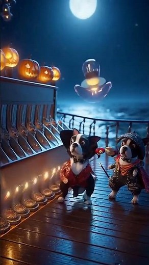 Moonlit Yacht Madness: Hats, Clams & Flying Boston Terriers #Halloween #Surreal