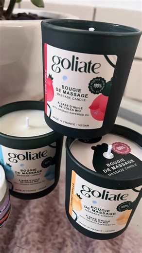 AmelSylv42 on Instagram: "Collaboration commerciale avec @goliate_intimacy J’ai reçu et découvert ces magnifiques bougies de massage ainsi que le lubrifiant massage gourmand ❤️ 🕯️Bougies : parfums coco bello, love Apple, gourmet vanille. La cire se transforme en huile, idéale pour un massage en douceur. Elles sont fabriquées en Provence avec de la cire de colza BIO, 100% VEGAN, créées avec un maître parfumeur provençal. Sa formule sans paraffine ni OGM respecte la peau et la planète. Des bougie