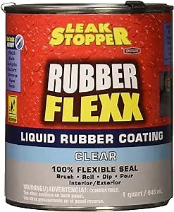 Leak Stopper Rubber Flexx Liquid Rubber Coating - Seal & Waterproof Protection – for Boats, Roof, Tents, Machinery, Buildings, Interior, Exterior – Clear 1 Quart