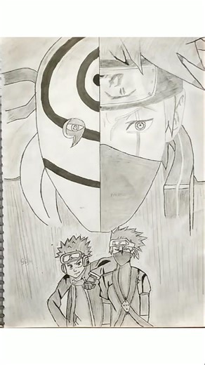 Kakashi X Obito Uchiha Fusion Drawing💯How To Draw Kakashi X Obito Uchiha Drawing.🌹 #drawing #shorts