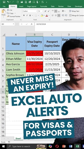 Never Miss an Expiry Again! 🔔 Automated Alerts in Excel for Passports & Visas! Big Shout Out to Markcafe, ang aking Kasangga sa paggawa ng content!!! | DieT