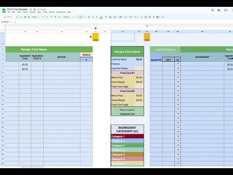 Adding a recipe (card) template in the Free Google Sheets