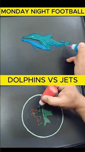 Dolphins vs Jets Pancake Art Logo Battle! 🐬✈️