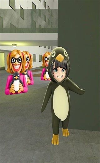 GuGu GaGa Penguin Playing Hide&Seek With Baldi Girl? #shorts