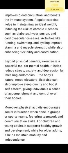 composition about physical exercise for class 6,7,8,9&10