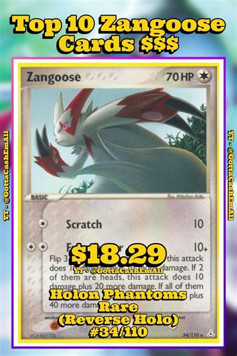 Top 10 RAREST Zangoose Pokémon Cards EVER Made!! ✨⚔️ #pokemon #top10 #tcg #pokémon #pokemoncards