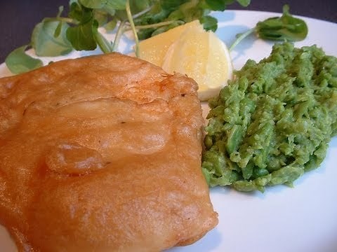 Deep-fried fillet of cod in beer batter