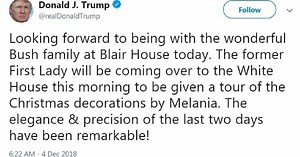 Melania Trump hosts Laura Bush for White House visit