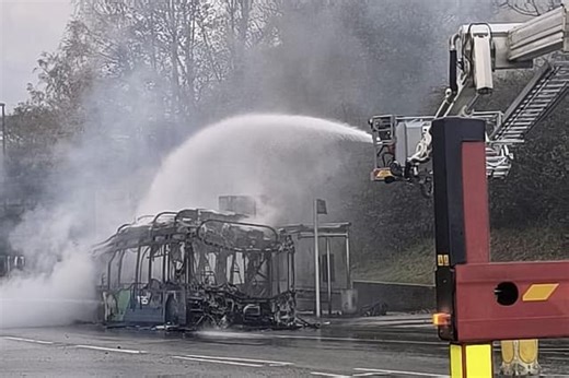 Emergency services attend bus fire in Crawley