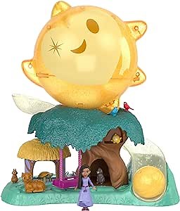 Mattel Disney Wish Toys, Magical Star Playset with Asha Mini Doll & 7 Surprise Wish Orbs Including 1 Star Figure & 6 Animal Friends, Inspired by the Movie
