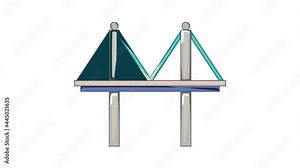 Bridge with iron supports icon animation cartoon best object isolated on white background