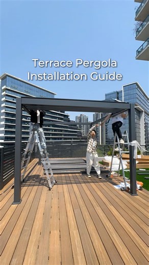 Terrace Pergola Installation Guide🛠 #alunotec #aluminiumpergola #custom #pergola