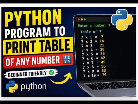 Python Program to Print Table of Any Number 🔢 | Beginner Friendly