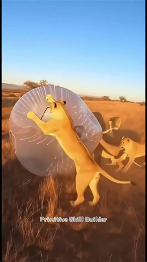 Lions Attack! Man Inside Giant Bubble Ball 🦁😱