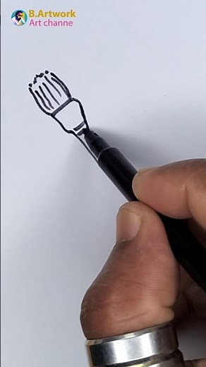 How to Draw Chinese Brush 🖌️ | Easy Calligraphy Brush Drawing #drawing #B.artwork