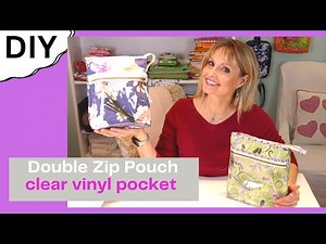 How To Sew a Double Zipper Pouch With Clear Vinyl Pocket//DIY HD 1080p