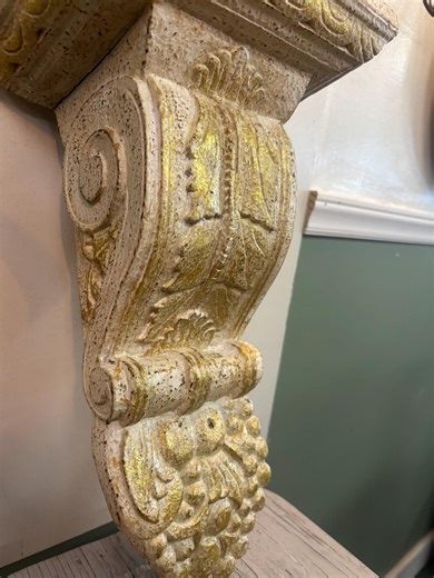 Antique-style Ornate Wall Corbel Shelf | Distressed Cream & Gold | Architectural Wall Decor | French Country Accent - Etsy