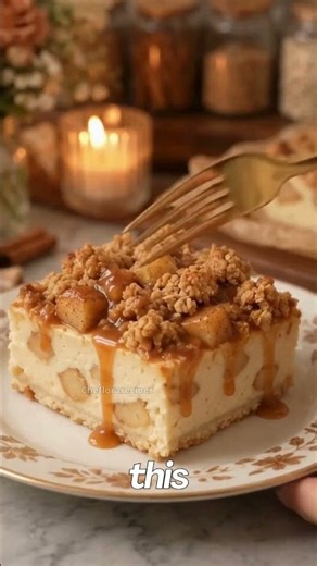 Caramel Apple Crumble Cheesecake 🍎 | Creamy, Crunchy & Easy Recipe #recipe #cheesecake