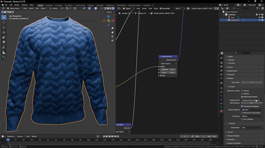 Clo3D Blender Knitwear Workflow Fuzz Geo Nodes Setting Up Displacement Textures