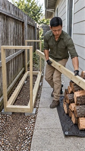 The Firewood Kept Falling Into the Walkway — So I Built a Rack