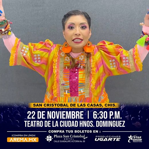 ¡San Cristóbal de las casas Chiapas! nos vemos hoy en el teatro de la ciudad hermanos Domínguez, todo listo nos vemos en un ratito. 💜 Boletos disponibles https://arema.mx/e/15602/la-india-yuridia-en-san-cristobal | LA INDIA YURIDIA
