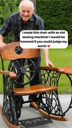 32K views · 1.8K reactions | "I made this chair with an old sewing machine! 瑱 I would be honored if you could judge my work!"  This is what happens when you refuse to see limits. It’s a masterpiece of resourcefulness, a beautiful blend of history and function. This isn't just a chair; it's a statement. The verdict is in! Let's give our "judgment." Please, flood the comments with your admiration and respect for this incredible artist's vision and skill! ✨❤️ | Happy Baby | Facebook