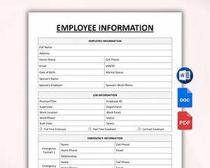 Employee Information Form. New Hire Forms. HR Templates. Employee Packet Forms. Employee Onboarding. Hiring Template. Word/google Docs/pdf - Etsy UK