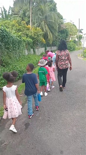 Showing our little ones their cross country route. Helping them to get familiar with the route.😁 | Westmorland School-Grenada