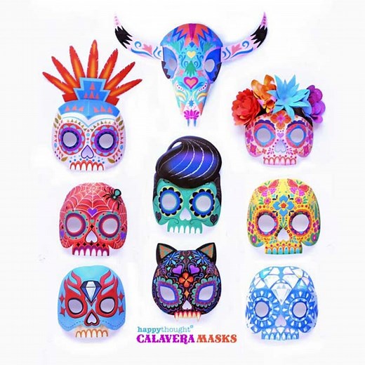 Printable Calavera Skull Masks, Day of the Dead Masks (digital Download) - Etsy