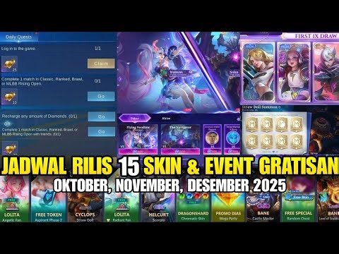 LEAKED SCHEDULE FOR 15 FREE EVENTS OCTOBER - DECEMBER 2025! STARLIGHT SKIN, DM PROMO, 9TH MLBB