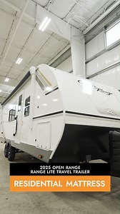 1.4K views | 헧헼헽 ퟭퟬ 헙헲헮혁혂헿헲혀 헮헻헱 헕헲헻헲헳헶혁혀 헼헳 혁헵헲 헥헮헻헴헲 헟헶혁헲 헧헿헮혃헲헹 헧헿헮헶헹헲헿 ✨ Inside of the 2025 Range Lite is a true residential size mattress. The top few inches of a mattress aren't always usable because of the angle of the front wall. Having a 60-inch X 80-inch mattress means you can sleep comfortably. #HighlandRidge #OwntheOutdoors | Open Range RV, Inc. | Facebook