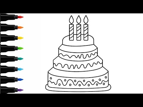Cake Drawing Easy | Cute Birthday Cake Sketch Step by Step | Kids Art Tutorial