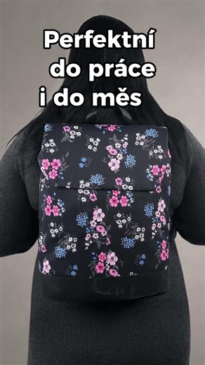 Černo-modro-růžový dámský městský batoh s květinami Nixie - video recenze | ELEGANTISIMO.cz