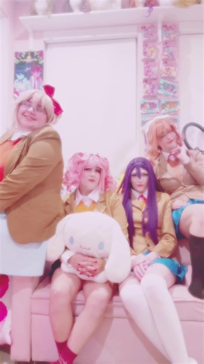 Introducing the Doki Doki girls! @makic0s @april |-/ @💛🤖Sunflower Dolls⚡💜 #ddlc #ddlccosplay #dokidokiliteratureclubccosplay #cosplay #dokidokiliteratureclub