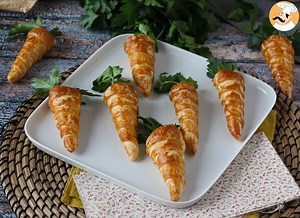 Carrot-shaped croissant cones: easter recipe with goat cheese